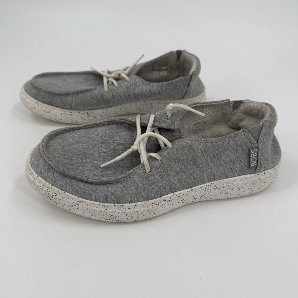 Skechers BOBS Gray Memory Foam Casual Lace Up Shoes Womens Size 8 Comfort